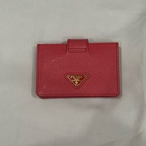Prada Pink Card Holder with Gold Accent